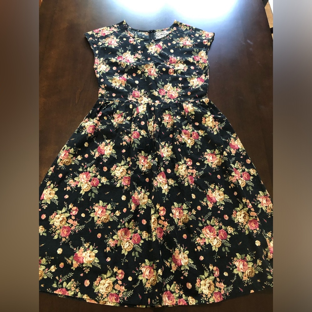 Pink Martini Dress. Black Floral. Size small. Cotton. Worn once